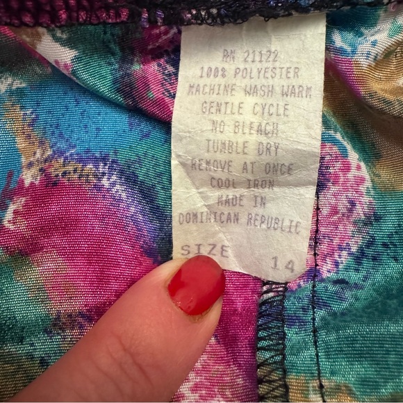 Vintage 80s–90s Abstract Floral Midi Skirt – Fits Size 4/6 tagged a 14 - Picture 5 of 5